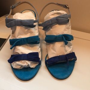 JCREW triple bow heel blue